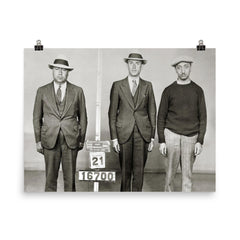 A New York City Police mug shot of gangster bootlegger Waxey Gordon and two of his associates, New York, 1933 poster on a plain backdrop in size 8"x10".