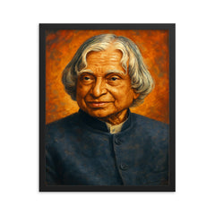 A P J Abdul Kalam framed print on a plain backdrop in size 16"x20".