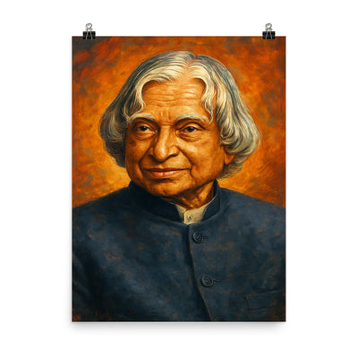 A P J Abdul Kalam poster on a plain backdrop in size 8