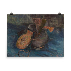 A Pair of Boots by Vincent van Gogh, 1887 poster on a plain backdrop in size 8"x10".