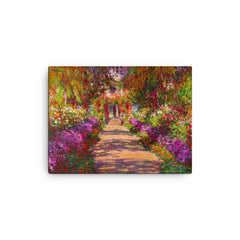 A Pathway in Monet's Garden by Claude Monet canvas print on a plain backdrop in size 12"x16".