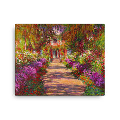 A Pathway in Monet's Garden by Claude Monet canvas print on a plain backdrop in size 16"x20".