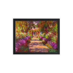 A Pathway in Monet's Garden by Claude Monet framed print on a plain backdrop in size 12"x16".