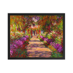 A Pathway in Monet's Garden by Claude Monet framed print on a plain backdrop in size 16"x20".