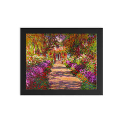 A Pathway in Monet's Garden by Claude Monet framed print on a plain backdrop in size 8"x10".