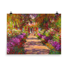 A Pathway in Monet's Garden by Claude Monet poster on a plain backdrop in size 8"x10".
