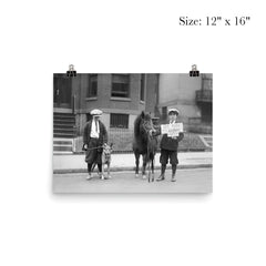 A portrait of boys posing with a dog and a pony and holding a sign announcing that it is 'Be Kind To Animals Week', 1923 poster 3