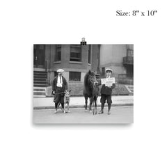 A portrait of boys posing with a dog and a pony and holding a sign announcing that it is 'Be Kind To Animals Week', 1923 poster 4
