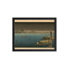 A River in the Rain by Koho Shoda framed print on a plain backdrop in size 12"x16".