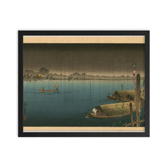 A River in the Rain by Koho Shoda framed print on a plain backdrop in size 16"x20".
