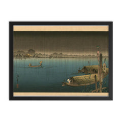 A River in the Rain by Koho Shoda framed print on a plain backdrop in size 18"x24".