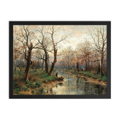 A Scene at Dusk in Late Autumn by Hugo Darnaut, 1891 framed print on a plain backdrop in size 18"x24".