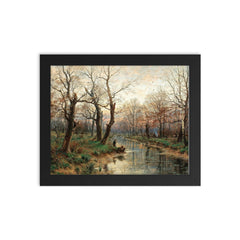 A Scene at Dusk in Late Autumn by Hugo Darnaut, 1891 framed print on a plain backdrop in size 8"x10".