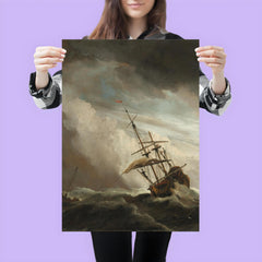 A Ship on the High Seas Caught by a Squall, Known as ‘The Gust’ by Willem van de Velde II, c. 1680 poster 3