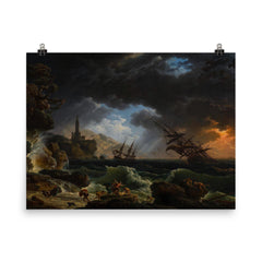 A Shipwreck in Stormy Seas by Claude-Joseph Vernet, 1773 poster on a plain backdrop in size 8"x10".