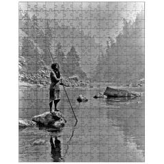 A smoky day at the Sugar Bowl - Hupa by Edward Curtis jigsaw puzzle