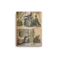 A Son is Born vs. A Daughter is Born, Azerbaijani Satire, 1909 canvas print on a plain backdrop in size 12"x16".
