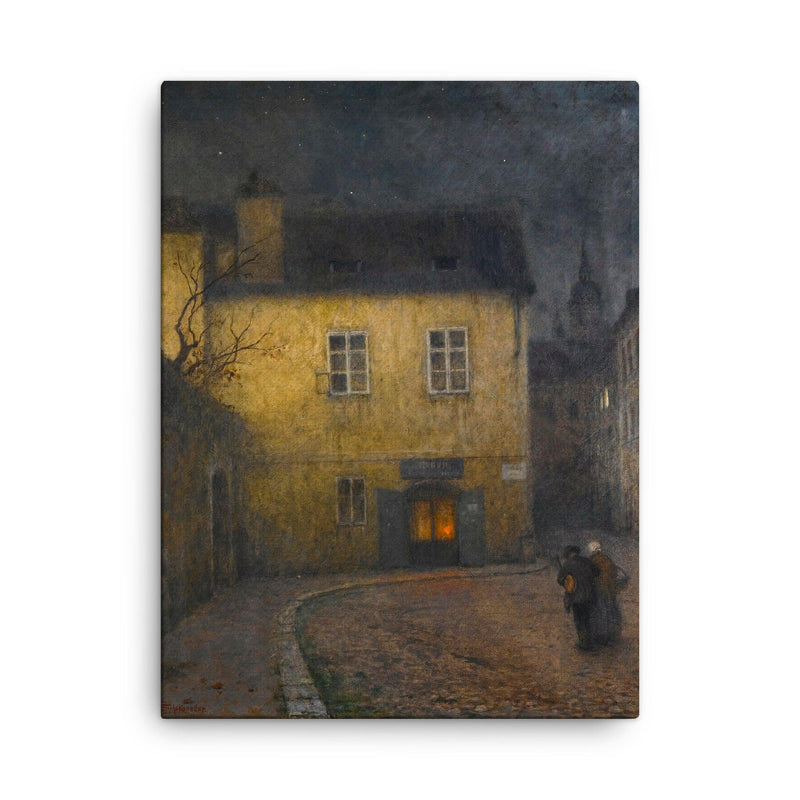 A Street Corner in Prague by Jakub Schikaneder, 1924 canvas print on a plain backdrop in size 18