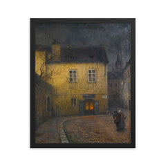 A Street Corner in Prague by Jakub Schikaneder, 1924 framed print on a plain backdrop in size 16"x20".