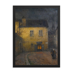 A Street Corner in Prague by Jakub Schikaneder, 1924 framed print on a plain backdrop in size 18"x24".