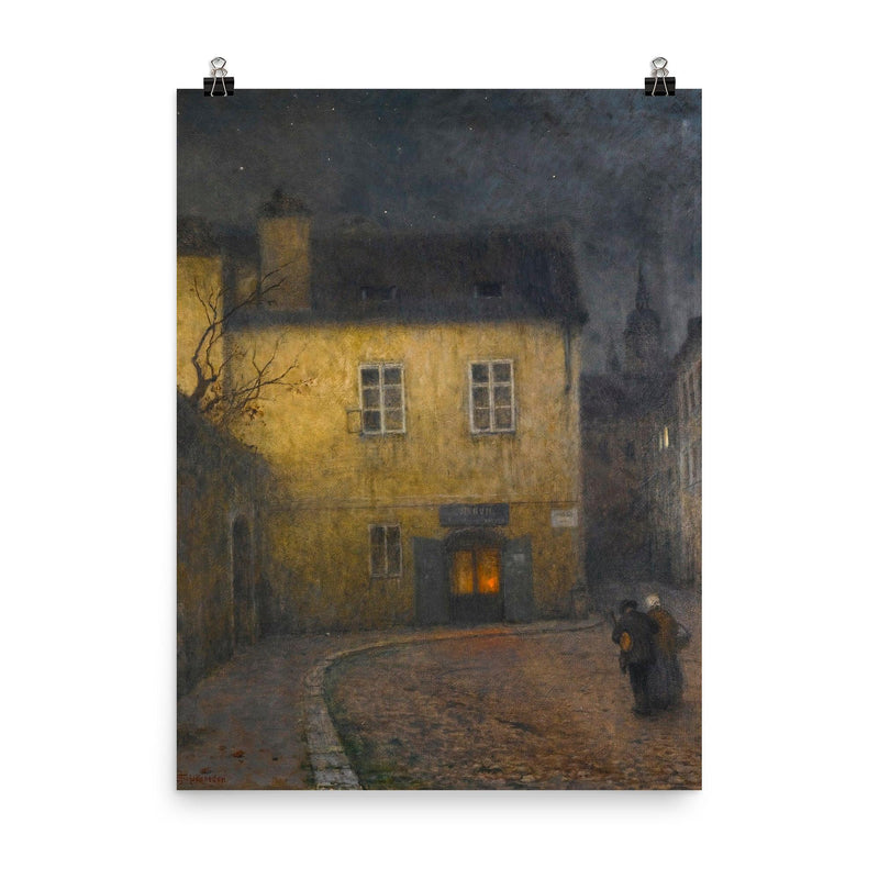 A Street Corner in Prague by Jakub Schikaneder, 1924 poster on a plain backdrop in size 8