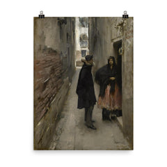 A Street in Venice by John Singer Sargent, 1880 poster on a plain backdrop in size 8"x10".