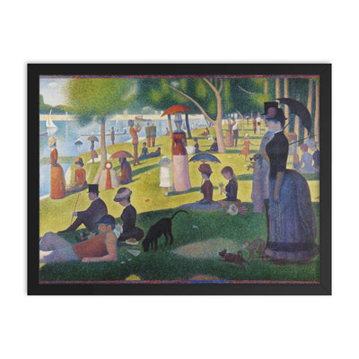 A Sunday Afternoon on La Grande Jatte  Seurat 1884 framed print on a plain backdrop in size 18
