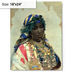 A Tangerian Beauty by José Tapiró Y Baró metal print on a plain backdrop in size 18"x24".