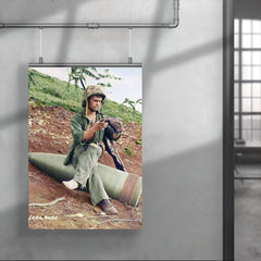 A US Marine Clearing His Boot on a 16” Naval Artillery Shell, Saipan, June 1944 poster 4