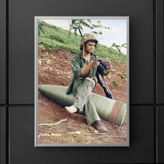 A US Marine Clearing His Boot on a 16” Naval Artillery Shell, Saipan, June 1944 poster 5