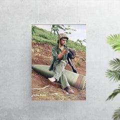 A US Marine Clearing His Boot on a 16” Naval Artillery Shell, Saipan, June 1944 poster 7