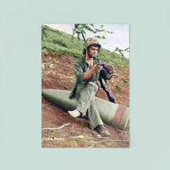 A US Marine Clearing His Boot on a 16” Naval Artillery Shell, Saipan, June 1944 poster 8