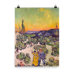 A Walk at Twilight by Vincent van Gogh poster on a plain backdrop in size 8"x10".