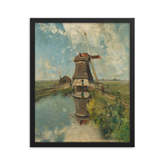 A Windmill on a Polder Waterway, Known as ‘In the Month of July’ by Paul Joseph Constantin Gabriel framed print on a plain backdrop in size 16"x20".