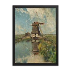 A Windmill on a Polder Waterway, Known as ‘In the Month of July’ by Paul Joseph Constantin Gabriel framed print on a plain backdrop in size 18"x24".