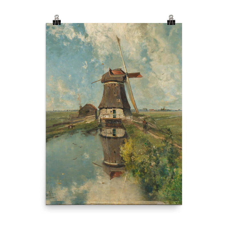 A Windmill on a Polder Waterway, Known as ‘In the Month of July’ by Paul Joseph Constantin Gabriel poster on a plain backdrop in size 8