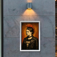 A young Queen Victoria depicted as a punk rocker with a mohawk and leather jacket poster 2