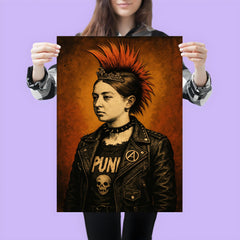 A young Queen Victoria depicted as a punk rocker with a mohawk and leather jacket poster 3