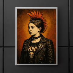 A young Queen Victoria depicted as a punk rocker with a mohawk and leather jacket poster 5