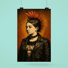 A young Queen Victoria depicted as a punk rocker with a mohawk and leather jacket poster 6