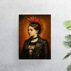 A young Queen Victoria depicted as a punk rocker with a mohawk and leather jacket poster 7