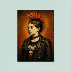 A young Queen Victoria depicted as a punk rocker with a mohawk and leather jacket poster 8