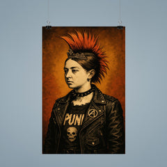 A young Queen Victoria depicted as a punk rocker with a mohawk and leather jacket poster 9