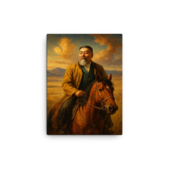 Abai Qunanbaiuly on the Kazakh steppe canvas print on a plain backdrop in size 12"x16".