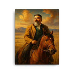 Abai Qunanbaiuly on the Kazakh steppe canvas print on a plain backdrop in size 16"x20".