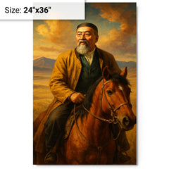 Abai Qunanbaiuly on the Kazakh steppe metal print on a plain backdrop in size 24"x36".