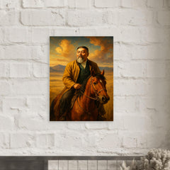 Abai Qunanbaiuly on the Kazakh steppe metal print mockup