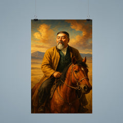 Abai Qunanbaiuly on the Kazakh steppe poster 9
