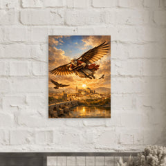 Abbas Ibn Firnas gliding experiment over Cordoba metal print mockup