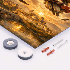 Abbas Ibn Firnas gliding experiment over Cordoba metal print mockup